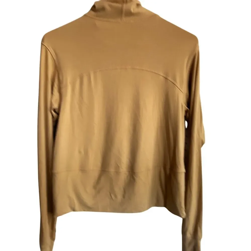 Lululemon Ready to Rulu Pullover 2 Pecan Tan Butter Yellow Top Turtleneck Mock